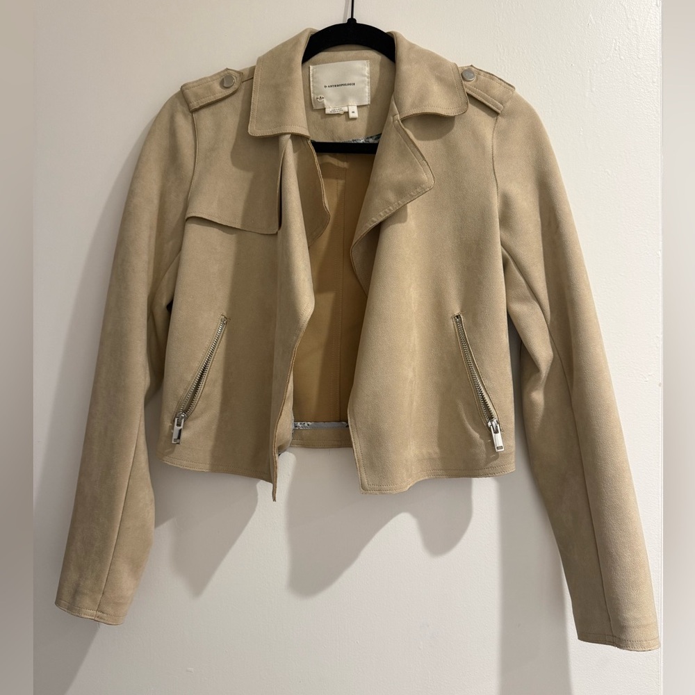 Anthropologie Tan Suede Jacket with Silver Accents